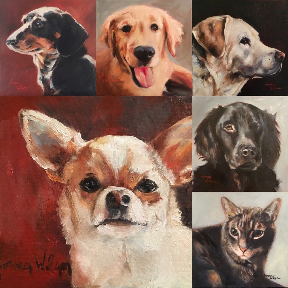 1000x1000 Norma Wilson Original Custom Pet Portraits Dog Cat Painting Art By - Dog Painting Artist