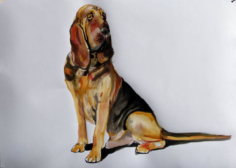 770x547 Saatchi Art Bloodhound Dog Painting By Soso Kumsiashvili - Dog Painting Artist