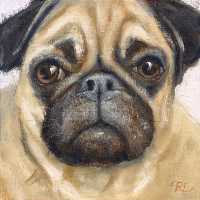 770x770 Saatchi Art Pug Dog Painting By Randy Lindquist - Dog Painting Artist