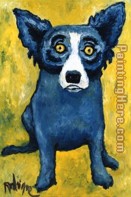266x400 Unknown Artist Blue Dog Painting Anysize 50% Off - Dog Painting Artist