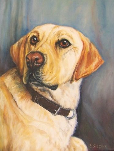 373x495 Yellow Lab Oil Painting Dog Art Pet Portrait Labrador Commisssion - Dog Painting Artist