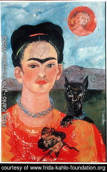 374x600 Frida Kahlo - Dog Painting Self Portrait