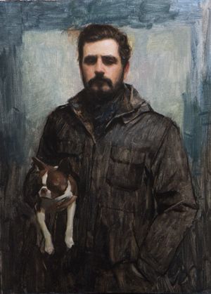 300x419 Lucy And Me - Dog Painting Self Portrait