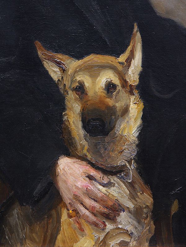 600x799 Miroslav Kraljevic Detail From Self Portrait With Dog Painted - Dog Painting Self Portrait