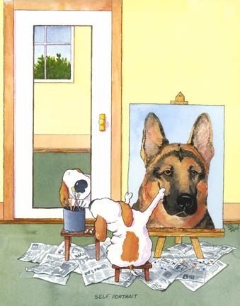 339x432 Self Portrait Sports Portraits, Funny Pictures - Dog Painting Self Portrait