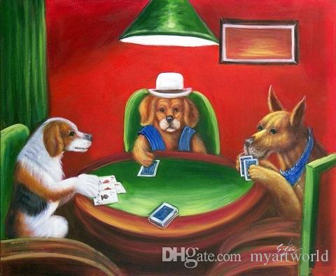 480x394 Online Cheap Framed Dogs Playing Poker Cards Classic American Art - Dog Poker Painting