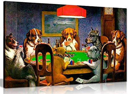 450x331 Pokers Dogs Playing Cards C. M. Coolidge Canvas Wall Art Picture - Dog Poker Painting