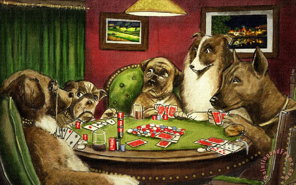 960x600 Cassius Marcellus Coolidge Dogs Playing Poker I Painting - Dog Poker Painting