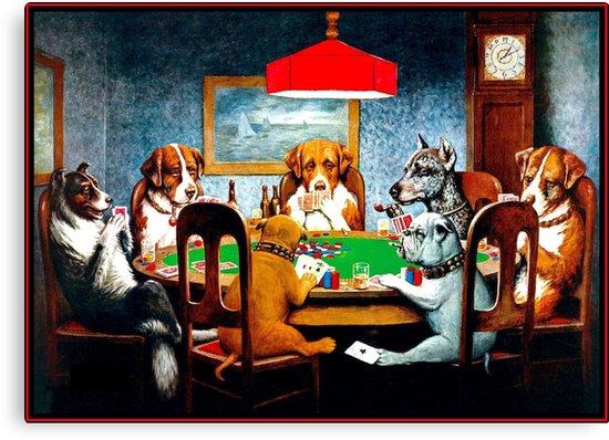 550x398 Dogs Playing Poker Vintage C M Coolidge Print Canvas Prints By - Dog Poker Painting