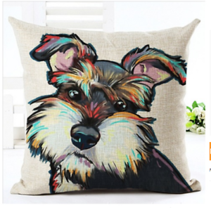 300x296 Dog Print Throw Pillow Cover Sofa Seat Car Cushion Cover Oil - Dog Print Painting