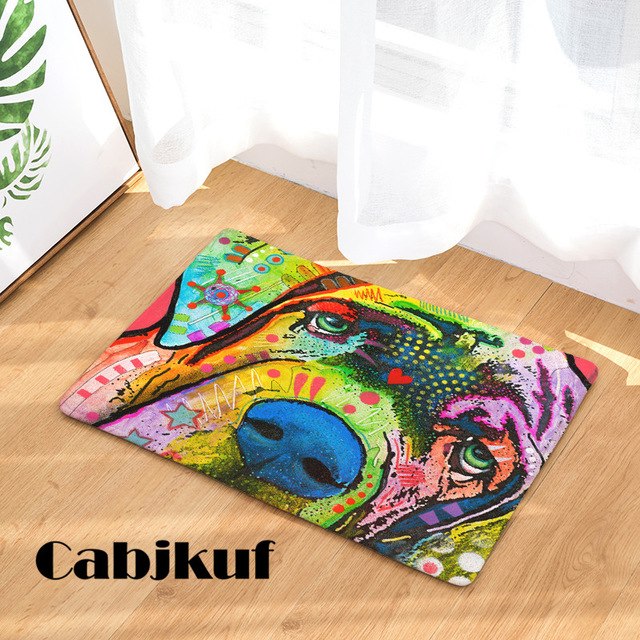 640x640 Fashion Style New Creative Color Oil Painting Dog Print Carpets - Dog Print Painting