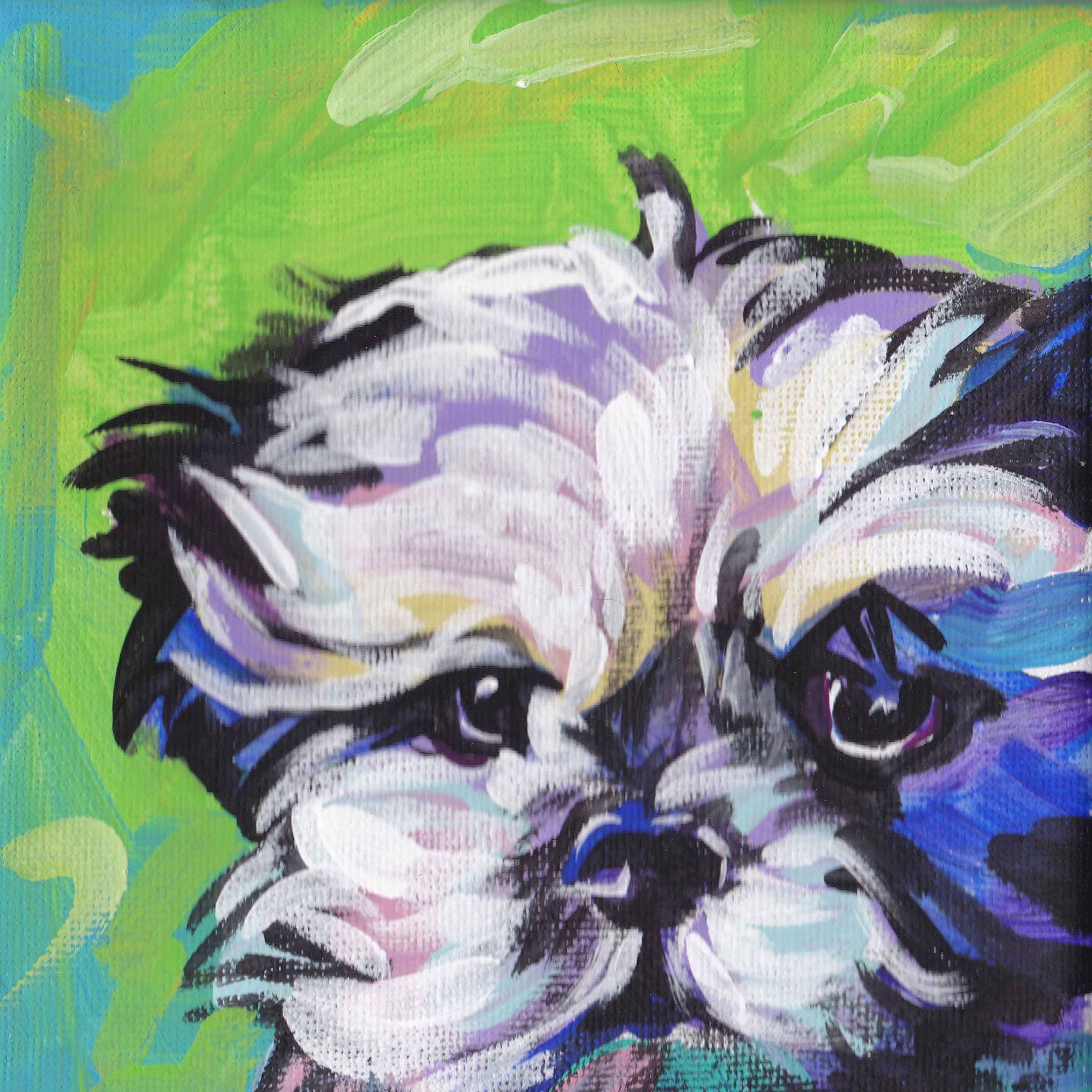 1500x1500 Shih Tzu Art Print Modern Dog Art Pop Dog Art Bright Colors 12x12 - Dog Print Painting