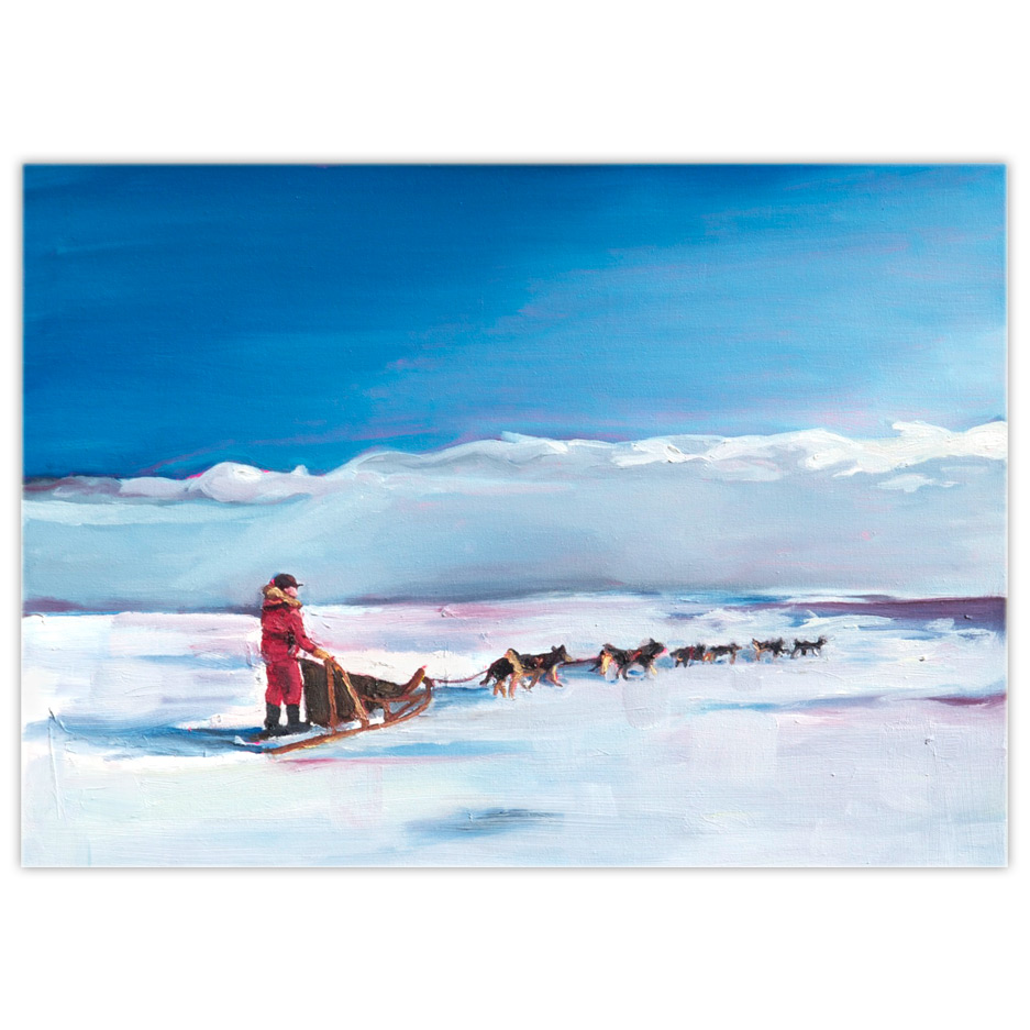 937x937 Dog Sledding In The Frozen North - Dog Sled Painting