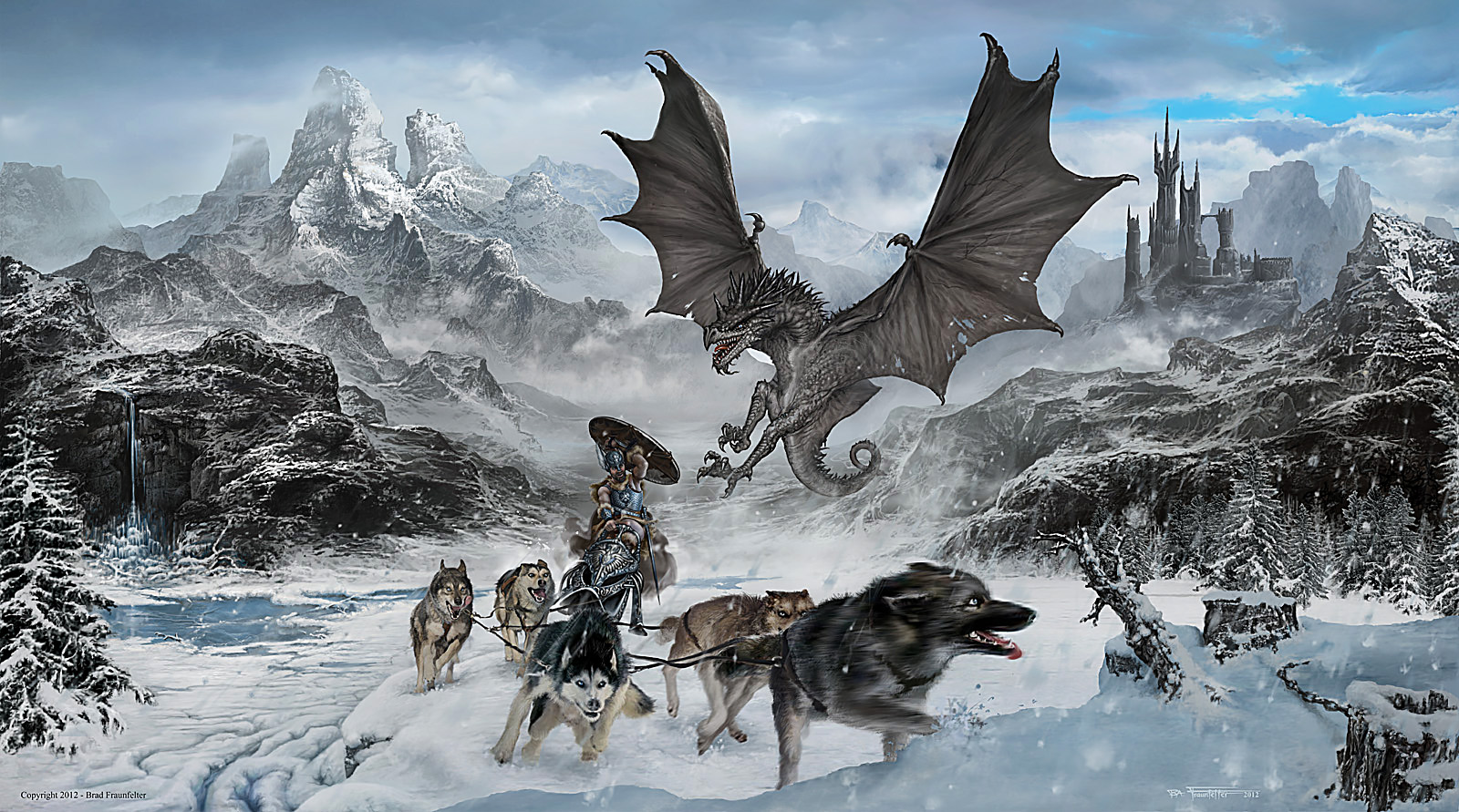 1600x891 Illustration For Science Fictionfantasy Book Covers Superb - Dog Sled Painting