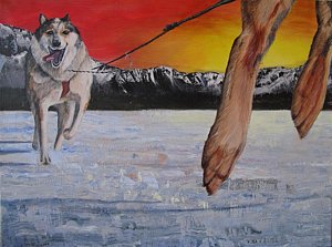 300x223 Dog Sled Paintings - Dog Sled Painting