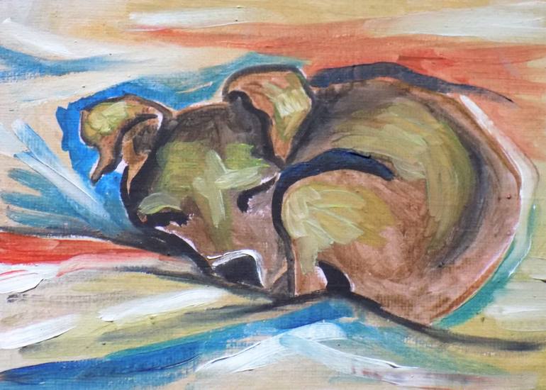 Dog Sleeping On Bed Painting At PaintingValley Com Explore Collection   Dog Sleeping On Bed Painting 22 