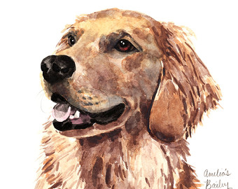 340x270 Custom Pet Portrait 5x7 Original Watercolor Painting Custom - Dog Watercolor Painting