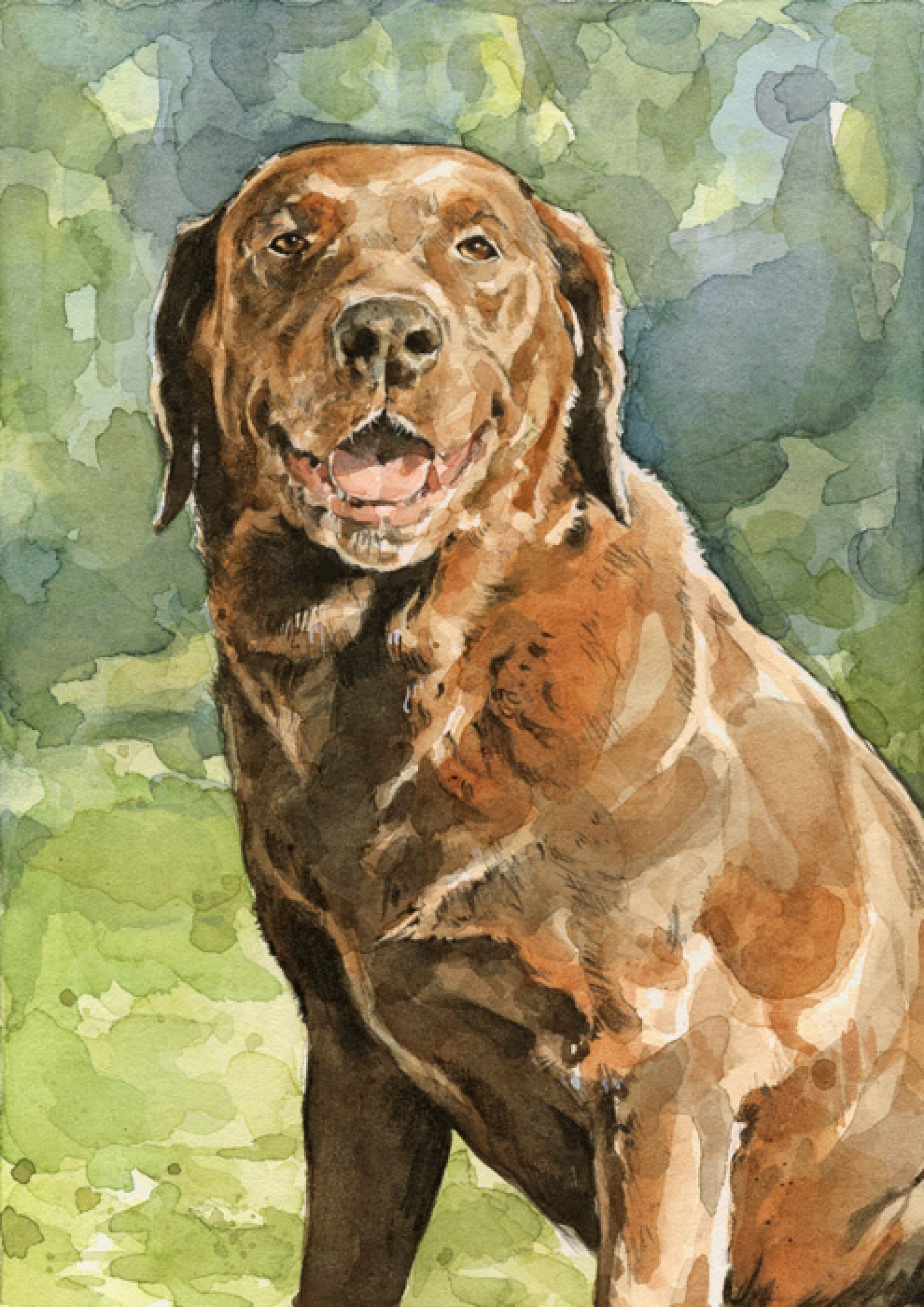 1600x2263 5x7 Custom Dog Watercolor Portrait David Scheirer Watercolors - Dog Watercolor Painting
