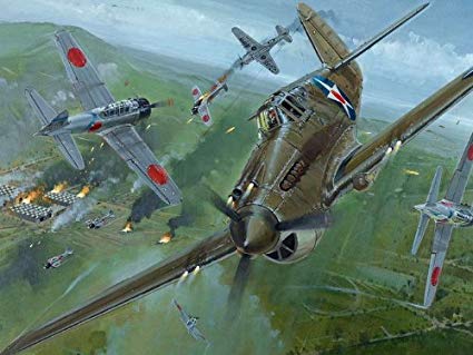 425x319 Dogfight Aircraft World War 2 Military Painting 24x18 - Dogfight Painting