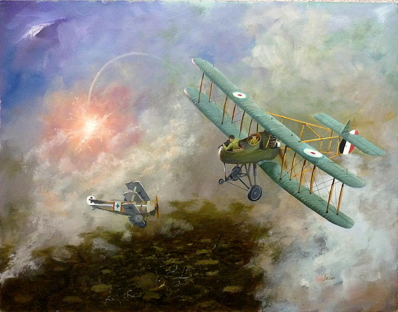 800x628 Ww1 Dogfight Painting By Derek Walsom - Dogfight Painting