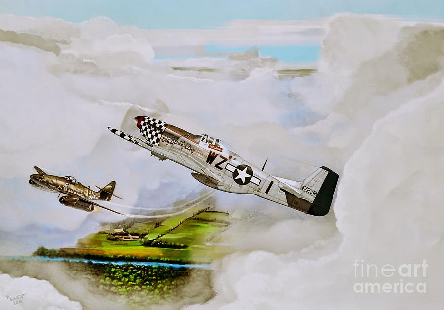 900x628 Dogfight Painting By Peter Schmidt - Dogfight Painting