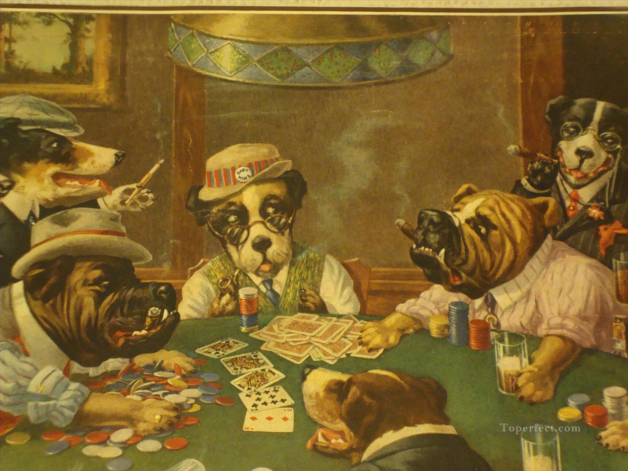 1280x960 Dogs Playing Poker Cigar Painting In Oil For Sale - Dogs Play Poker Painting