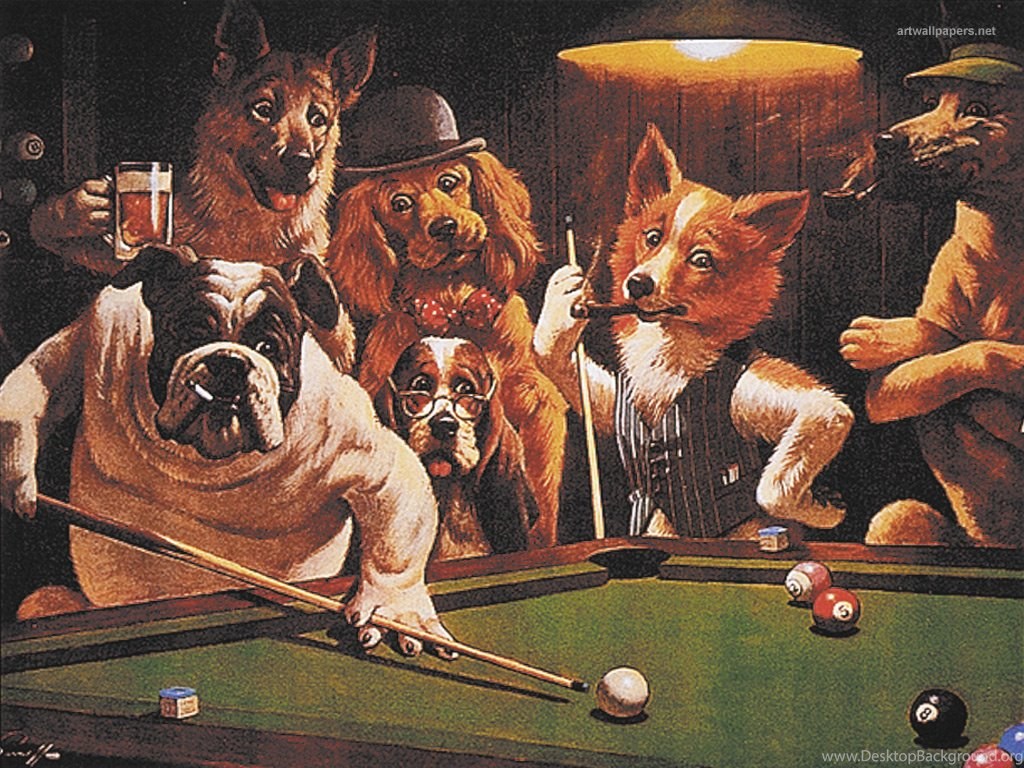 1024x768 Dogs Playing Poker Desktop Wallpaper - Dogs Play Poker Painting