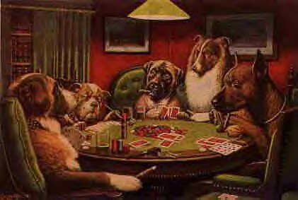 421x283 Dogs Playing Poker - Dogs Playing Cards Painting