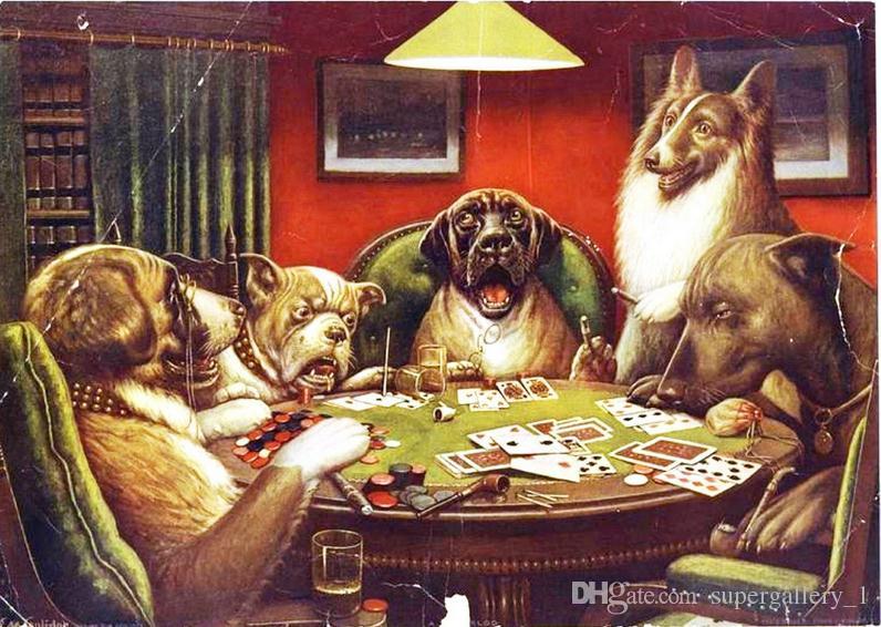 796x566 2018 Dogs Playing Cards, Genuine Handpainted Animal Amp Portrait Art - Dogs Playing Cards Painting