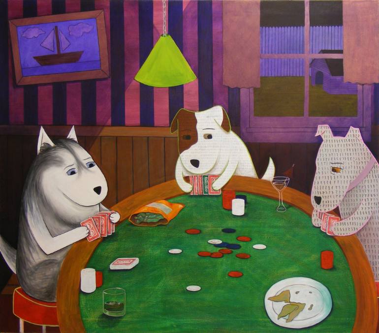 770x677 Saatchi Art Dogs Playing Poker Painting By Kendall Helland - Dogs Playing Cards Painting