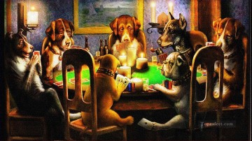 360x202 Dogs - Dogs Playing Cards Painting