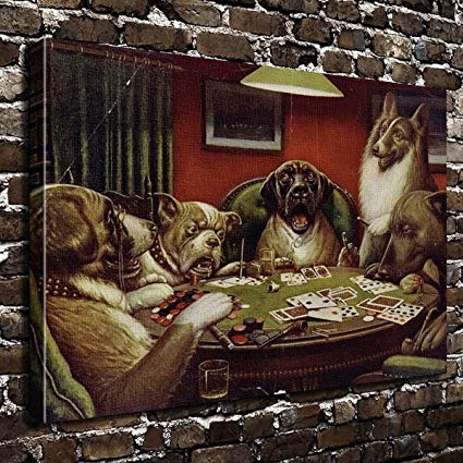 425x425 Colorsforu Cartoon Smoking Dogs Playing Poker Cards - Dogs Playing Cards Painting