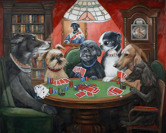 570x456 Dogs Playing Poker Prints Dogs Playing Cards Vintage Dog Art - Dogs Playing Poker Original Painting