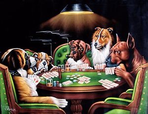 300x232 Dogs Playing Poker Smoking Art Coolidge Mexican Black Velvet Oil - Dogs Playing Poker Original Painting