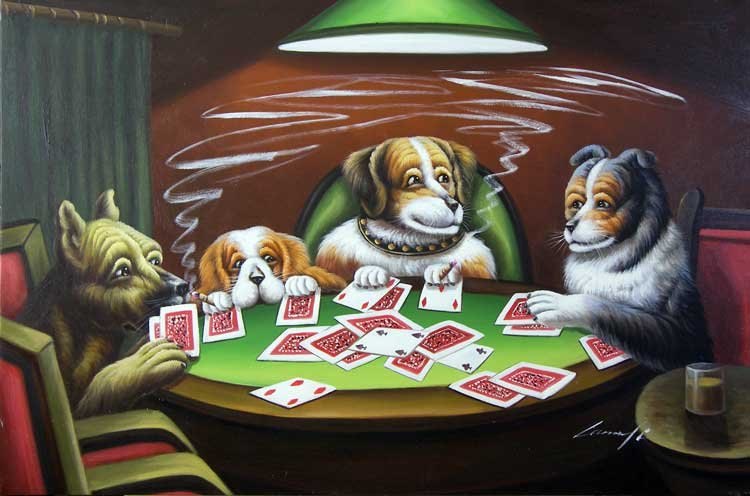 750x496 Dogs Playing Poker Cards Oil Painting In Painting Amp Calligraphy - Dogs Playing Poker Painting