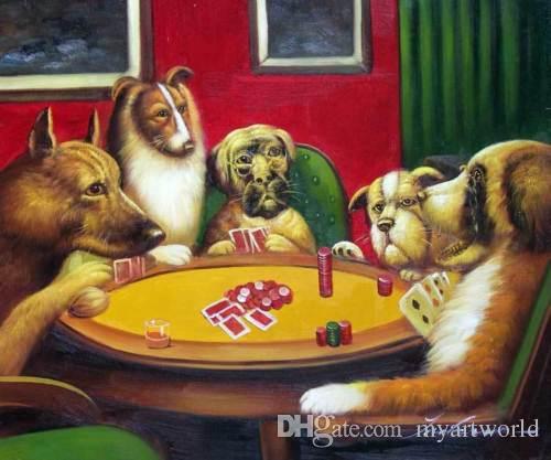 500x417 Online Cheap Framed Dogs Playing Poker Cards Classic Americana - Dogs Playing Poker Painting