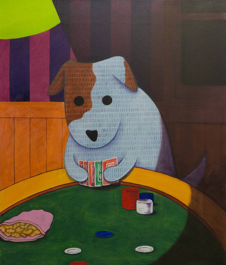 770x904 Saatchi Art Dog Playing Poker Painting By Kendall Helland - Dogs Playing Poker Painting
