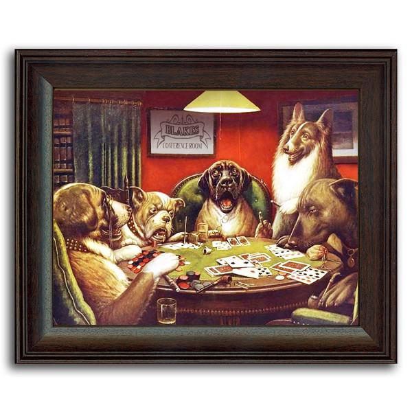 600x600 Animal Art Prints Framed Art Paintings Personalized Art - Dogs Playing Poker Painting