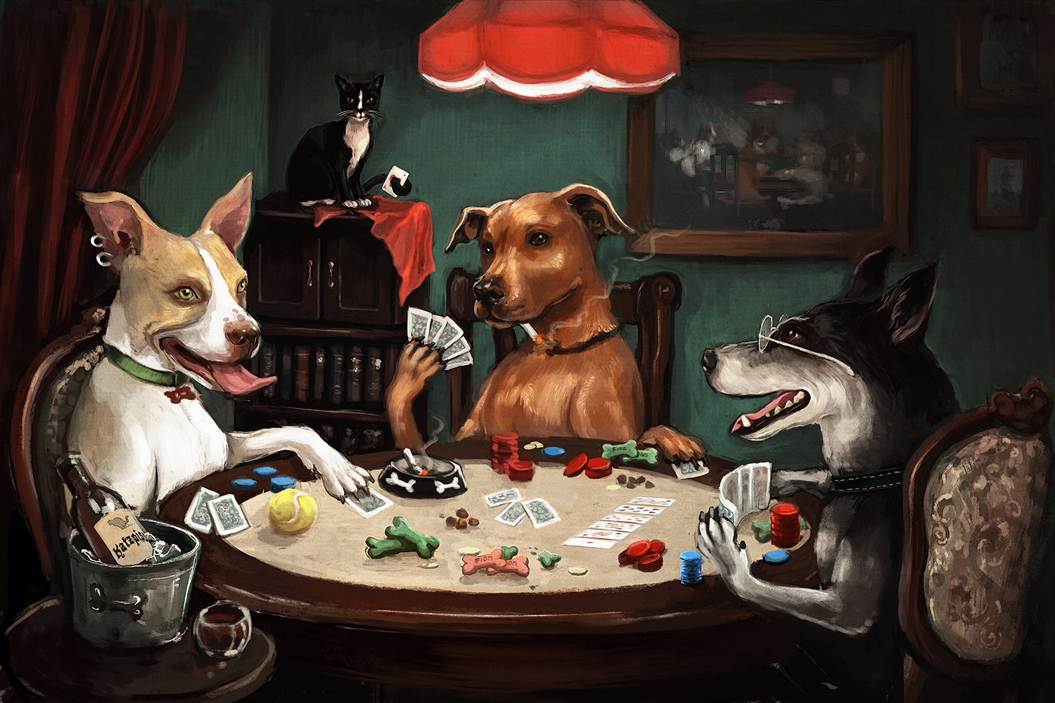 Собаки пьют чай. Кассиус Кулидж собаки Покер. Кулидж собаки играющие в Покер. Кассиуса Кулиджа картины. Собаки играют в Покер Кассиус Кулидж.