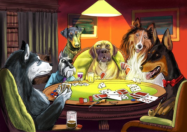 598x422 Dogs Playing Poker Updated Cartoon - Dogs Playing Poker Painting Original