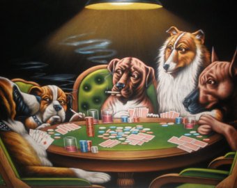 340x270 Dogs Playing Poker Black Velvet Oil Painting Handpainted - Dogs Playing Poker Painting Original