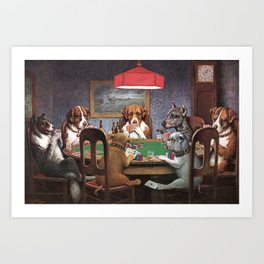 264x264 Poker Art Prints Society6 - Dogs Playing Poker Painting Original