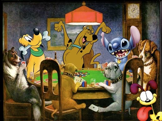 518x388 Santa - Dogs Playing Poker Painting Original