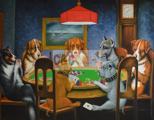 500x391 Animal Painting - Dogs Playing Poker Painting Original