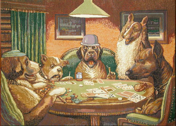 574x409 Dogs Playing Poker Tapestry Worth - Dogs Playing Poker Painting Price