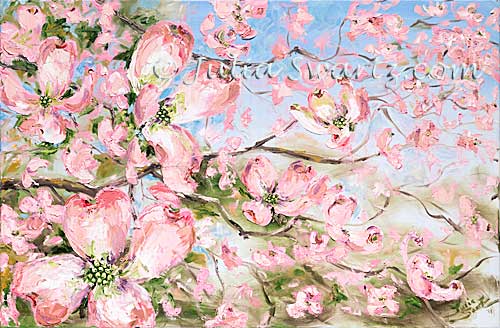 500x328 Julia Swartz Fine Art Gallery Pink Dogwood Ii - Dogwood Flower Painting