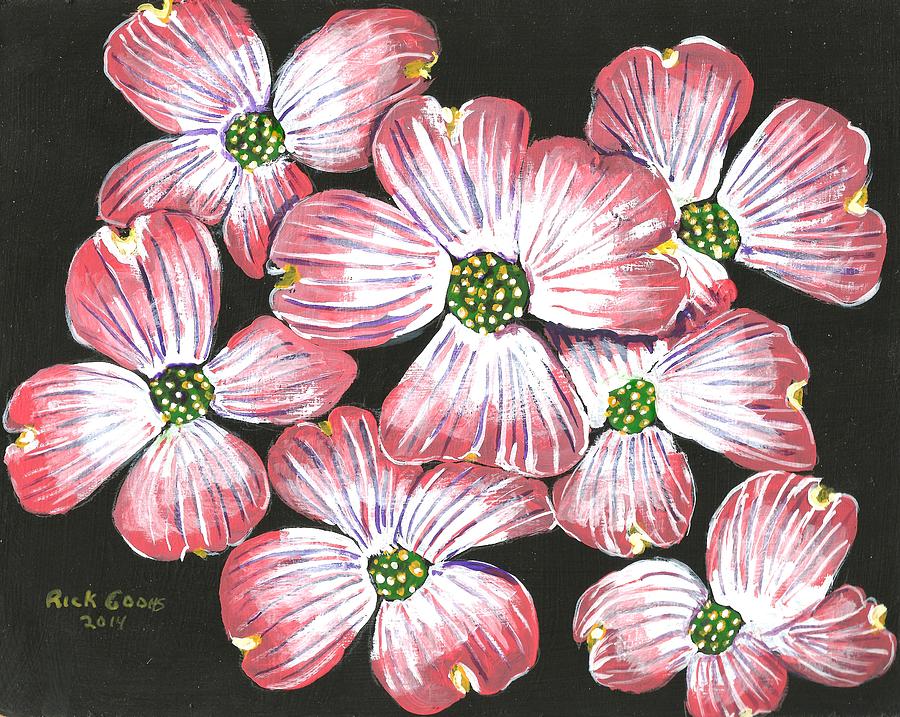 900x717 Pink Dogwood Flowers Painting By Richard Goohs - Dogwood Flower Painting