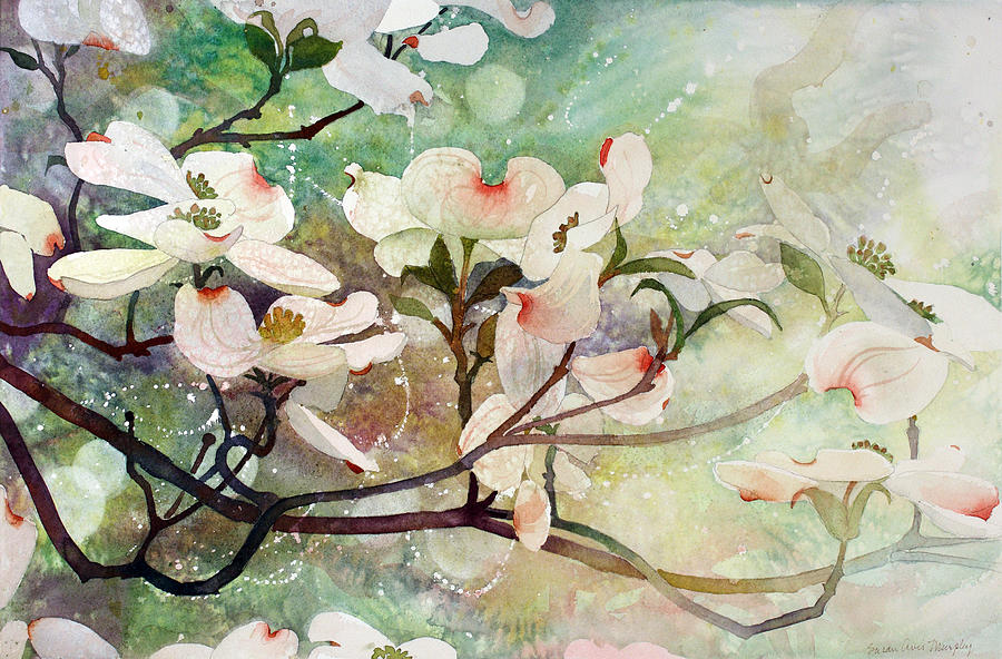 900x592 Dogwood In Spring Painting By Susan Avis Murphy - Dogwood Painting