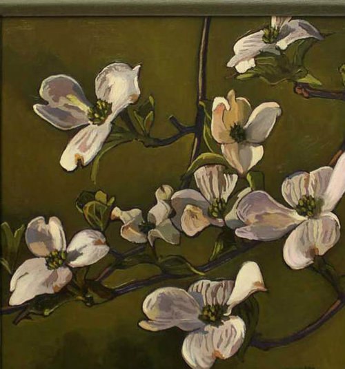 500x536 Dogwood Oil Painting By Jan Schmuckal - Dogwood Painting