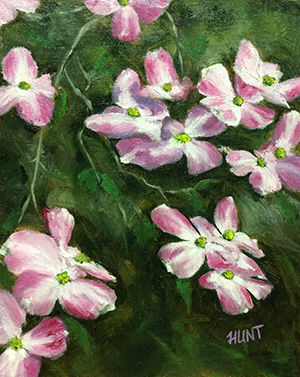 300x377 Floral Pink Dogwood Original Oil Painting On Canvas, Pretty - Dogwood Painting